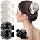 RC ROCHE ORNAMENT 6 Pcs Womens Spiral Dome Bun Maker Cover Round Clam Shell Stylish Spiral No Slip Grip Side Slide Beauty Accessory Hair Claw Clamp Clip, Large Black and White