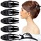 RC ROCHE ORNAMENT 6 Pcs Womens Side Slide Half Moon French Eyelet Hair Clip Curve Flat Comb Concord Barrette No Slip Comfortable Grip Beauty Fashion Accessory, Medium Black