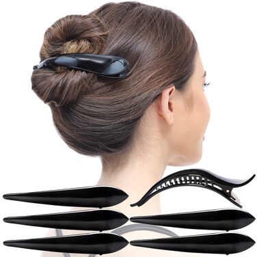 RC ROCHE ORNAMENT 6 Pcs Womens Hair Clip Professional Styling Sectioning Inner Teeth Curve Durable Alligator Duck Bill Jaw Strong Secure Grip Salon, Small Classic Multicolor
