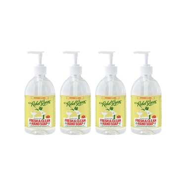 Rebel Green Liquid Hand Soap - Moisturizing Natural Bathroom &amp; Kitchen Liquid Soap - Gentle Household Hand Wash (Peppermint and Lemon, 16.90 Fl Oz (Pack of 4))