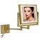 Square Wall Mounted Makeup Mirror with Lights and Magnification, 8 Inch 2-Sided Magnifying Make up Mirror with Lighting LED Bathroom Vanity Mirror Touch Dimming Swing Arm Brass Hard-Wired