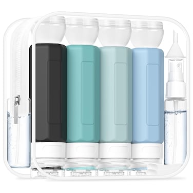 Redfly 17PCS Travel Bottles for Toiletries, TSA Approved Travel Size Containers, Leak Proof Travel Containers for Toiletries, Silicone Travel Kit for Shampoo, Conditioner, Lotion &amp; Creams Gray