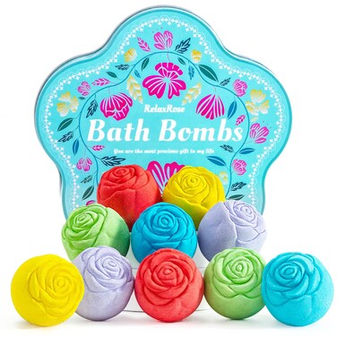 Bath Bombs for Women, 10 Pack Handmade Natural Essential Oils Rose Bath Bombs Gift Set, Relaxing Home Spa Bubble Bath, Valentine's Day, Mother's Day Birthday Self Care Gifts for Women Mom Wife