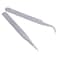 2 Nail Art Tweezers Curved Straight Pointed Ongles (silver)