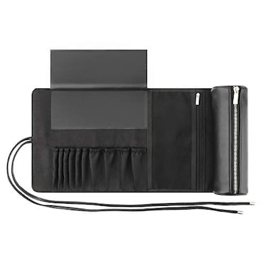 REQO Makeup Brush Organizer with Lid,Makeup Brush Holder Case Dustproof Black,Make Up Brush Bag Pouch with Cover Trave