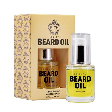 RICH Luxury Beard Oil for Men - Deep Conditioning and Softening for Your Beard &amp; Mustache with Argan, Jojoba &amp; Macadamia Oil - 1 Fl Oz (Luxury Beard Oil)