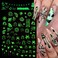 Halloween Nail Stickers Terror Skull Ghost Pumpkin Spider and Bat Pattern Nail Art Stickers 3D Self Adhesive Luminous Designs Nail Decals for Women and Girls DIY Nail Art Decoration 6 Sheets