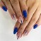 RikView Almond Press on Nails Medium Fake Nails Blue Nails Glossy Nails for Women 24 PCs/Set