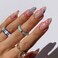 RikView Almond Press on Nails Medium Fake Nails with Swirls Design Colorful Nails for Women 24 PCs/Set