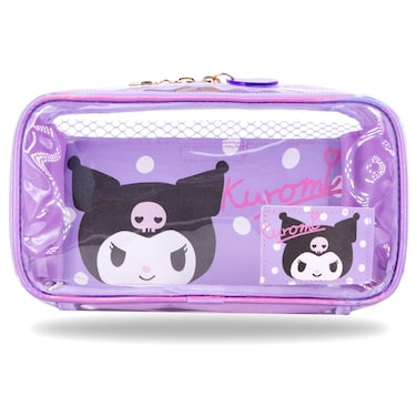 Roffatide Anime Kuromi Clear Makeup Bag Purple Waterproof Cosmetic Case Holographic PVC Toiletry Pouch Travel Packing Bag for Girls