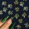 16pcs 3D Alloy Green Shamrock Nail Charms with Crystal Rhinestones