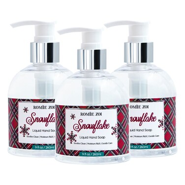 Christmas Liquid Hand Soap with Gift Box - Scottish Tartan, Infused with Winter Pine Aroma - 260ml/ 9 fl.oz（Pack of 3）