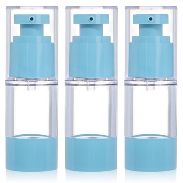 RONRONS 0.5oz 15ml Airless Pump Bottles, Small Travel Pump Bottle Leak Proof Refillable Cosmetic Containers for Foundation Moisturizer Lotion Skincare (3 Pieces)