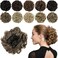 Rose bud Chignon Hairpiece Curly Bun Extensions Scrunchie Updo Synthetic Combs in Messy Bun Hair Piece for Women Light Brown &amp; Ash Blonde Mixed