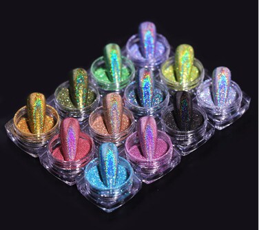 RsoeFlower 12 Colours Chrome Nail Powder,Nail Glitter Iridescent Nail Powder, Pearl Effect Nail Powder Shell Nail Glitter Dust Nail Powder with Magic Mirror Effect for Nail Art Design Decoration