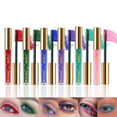 Colored Mascara Set, 6 Colorful Waterproof Mascaras - Charming, Long Lasting &amp; Voluminous for Eye Makeup