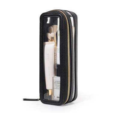 ROWNYEON Small Waterproof Toiletry Organizer Train Case, CLear Travel Makeup Bag for Women，Transparent Cosmetic Bag，Portable Makeup Case Organizer (White)