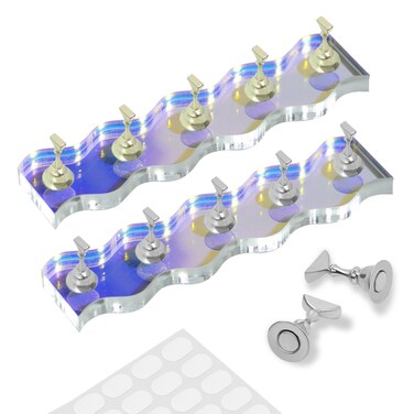2 Sets Nail Stand for Press Ons Magnetic Acrylic Nail Holder with 100 Pcs Reusable Double Sided Stickers,for Artistic Nail Display Stand Home and Nail Salon Supplies