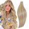 RUNATURE Tape in Hair Extensions Human Hair Ash Blonde with Platinum Blonde Hair Extensions Tape in Real Human Hair 20 Inch Silky Straight Remy Human Hair Tape in Extensions Double Sided 50g 20pcs