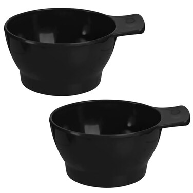 Melamine Hair Dye Mixing Bowls - 2 Black Modern Bowls with Handle - 350ml Capacity - Durable &amp; Lightweight