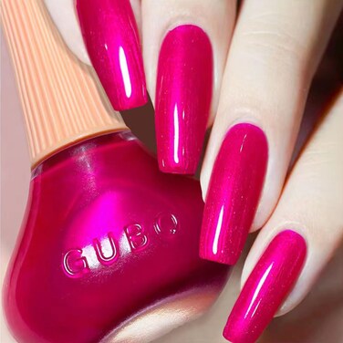 Hot Pink Nail Polish,Rose Quick-Dry Nail Polish,Neon Pink Glitter Air Dry Nail Lacquer,Bright Pink Chrome Nail Varnish,Fuchsia Shimmer No need for UV LED nail lamps