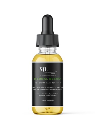 SJL Herbal Blend Hair Growth &amp; Anti-itch Serum 100% Organic with Biotin, Avocado Oil, Jojoba Oil, Rosemary(4oz)
