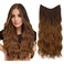 SARLA Ombre Invisible Wire Hair Extension with 3 Clips Synthetic Long Beach Wave Hairpiece Transparent Adjustable Headband for Women 20 Inch Brown to Golden