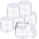 SATINIOR 6 Pack Clear Container with Lids Small Plastic Jars Wide Mouth Round Airtight Leak Proof Container Jars with Lid for Travel Storage, Cosmetic,eye Shadow, Nails, Paint, Jewelry(White,3 oz)