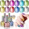 SAVILAND Metallic Nail Polish Set: 12 Colors Mirror Chrome Glitter Nail Polish 0.34oz Holographic Red Silver Pink Nail Polish Quick-Dry Base Top Polish Coat for Fingernail Toenail French Manicure Art