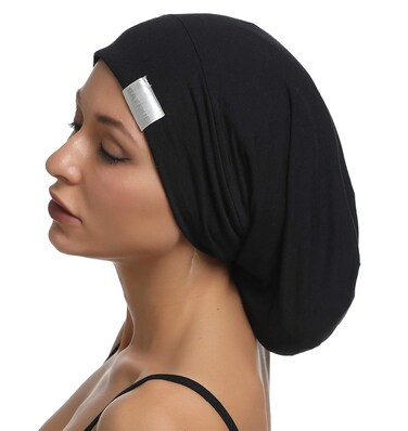 Satin Lined Bonnet Silky Hair Wrap Large Sleep Cap - Adjustable Beanie Slouchy Hats Bonnets for Women Curly Long Hair