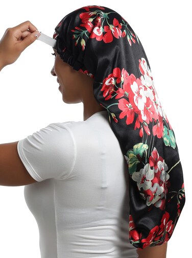 Satin Bonnet Silky Sleep Cap,Adjustable Hair Bonnet for Braids Curly Hair