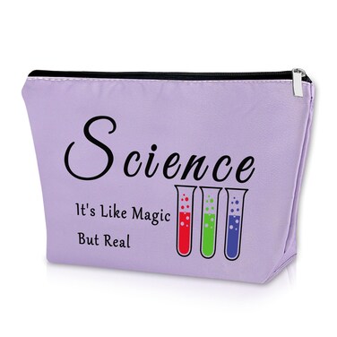Sazuwu Scientist Purple Makeup Bag Cosmetic Organizers Themed Gifts for Women Teachers Science Lovers Chemist Appreciation Birthday Christmas Gifts