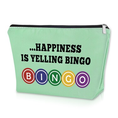 Sazuwu Bingo Gifts for Women Green Makeup Bag Funny Gifts for Bingo Lovers Casino Gifts for Her Cosmetic Bag Bingo Player Gifts Gambling Gifts Lucky Bingo Birthday Christmas Gifts Travel Pouch