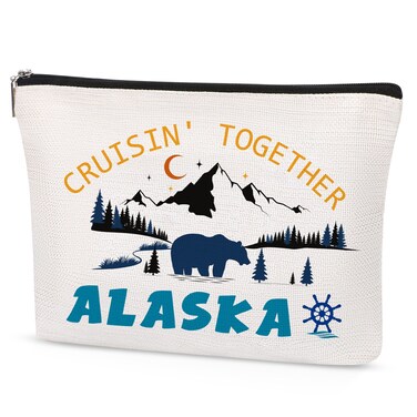 Alaska Cruise Makeup Bag - Alaska Cruise Essentials Cosmetic Bag Zipper Travel Organizer Pouch Gift for Alaska Lover Friend Women, Small