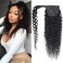 14 Inches Short Curly Hairpiece Wrap Around Ponytail Hair Piece with Clips Human Hair Ponytail Extensions 120g/set Magic Paste Binding Pony Tail Hairpiece for Black Women