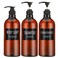 Segbeauty 32oz Shampoo Bottle, Empty Shampoo and Conditioner Bottle with Pump, 3pcs 1Liter Shampoo Dispenser Bottle for Body Soap Conditioner, Labeled Brown Plastic Press Dispenser Refillable