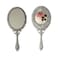 SEHAMANO Hand Mirror with Handle Compact Handheld Makeup Mirror Rose Cosmetic Clear Mirror (Matt Silver (Tin))