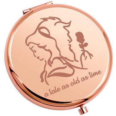 SEIRAA Fairytale Travel Makeup Mirror Tale as Old as Time Pocket Mirror Fairytale Movie Fans Compact Mirror (Fairytale Makeup Mirror)