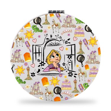 SEIRAA Rapunzel Makeup Mirror Rapunzel Lover Gifts Fairy Tale Princess Pocket Mirror Rapunzel Merch (YellowHairGirl)