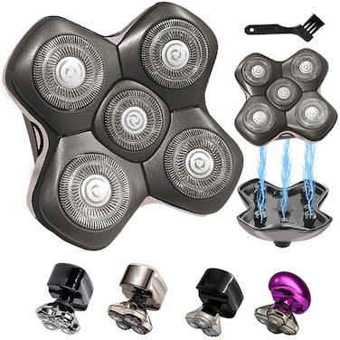 Newly Upgraded Replacement Heads for Skull Shaver Pitbull Platinum Pro Butterfly Kiss and Palm Hypo-Allergenic Electric Razors(5D Silver) SK5