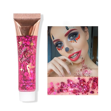 8 Color red Body Glitter Silver Face Hair Self Adhesive Gel Festival Accessories Cosmetic Glitter Long Lasting Chunky Sequins Glitters for Eye Lip Nails Gel Festival Rave 23g