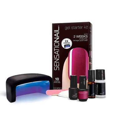 SensatioNail Gel Nail Polish Starter Kit, Raspberry Wine Red &ndash; At-Home Gel Nail Kit with Everything Needed for 10 Manicures &ndash; Lasts up to 2 Weeks &ndash; Includes LED Nail Lamp