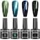 senvenski Magnetic Gel Nail Polish Cat Eye Army Green Navy Royal Blue Emerald Olive Teal Turquoise Glitter Gift Soak Off UV LED Nail Art Varnish Kit (MY004)