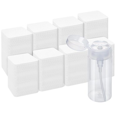 Lint Free Nail Wipes, Acetone Nail Polish Remover 1080PCS with Pump Dispenser, Gel Nail Polish Remover Pads Soft Non-Woven Nail Wipes for Nail Polish Remover and Acrylic Nail Supplies