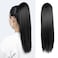 Ponytail Extension, Short Straight Drawstring Pony Tail 16 Inch, Clip in Sleek Natural Fake Synthetic Hairpieces (Natural Black)