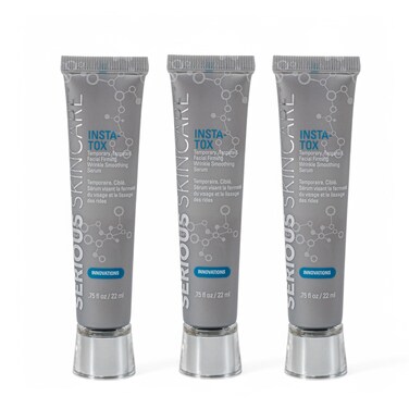 Serious Skincare INSTA-TOX Instant Wrinkle Smoothing Skin Serum TRIO - Temporarily Tightens Face - Instantly Reduce Appearance of Lines, Wrinkles &amp; Large Pores - For Women &amp; Men - .75 Fl. Oz. (3Pack)