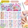 240Pcs Kids False Nail with Nail Glue Children Girls Press on short Nails No fading Stable Quick Stick on Cute Pre Glue Full Cover Acrylic Nail Tip Kit Gift for Kids Nail Decoration(Rainbow Unicorn）