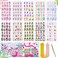 240Pcs Kids Press on Nails Pre-glue Full Cover Short False Nails No fading Stable Quick Stick on Cute Full Cover Short False Fingernails for Girls Kids Nail Art Decoration(Sweet Dreamy Unicorn)
