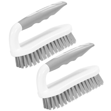 SetSail Scrub Brush, Heavy-Duty Scrub Brushes for Cleaning with Stiff Bristles Cleaning Brush for Shower, Bathroom, Carpet, Kitchen and Bathtub Scrubber - 2 Pack Grey