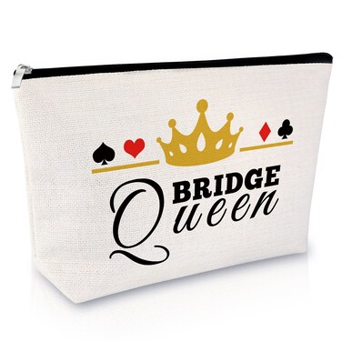 Poker Lover's Makeup Bag - Bridge Card Game Gift for Women &amp; Bridge Fans - Cosmetic Bag Zipper Pouch Travel Bag